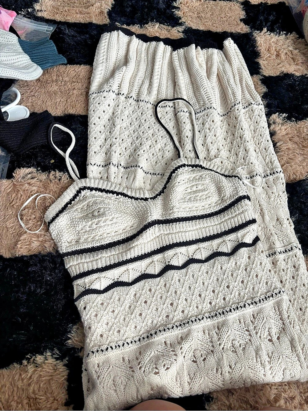 Olive + Oak long Dress in Cream & Black Size Medium NWT